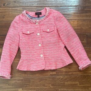 J. Crew Pink Tweed Blazer with Button Front